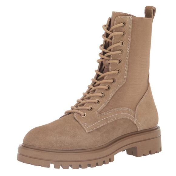 NWT Steve Madden Kenny Lace Up Combat Boot Taupe Suede Size 7.5M Winter Fashion - Picture 6 of 10